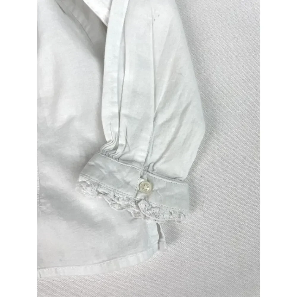Vintage Ralph Lauren Girls 4 White Pintuck Lace Victorian Cotton Blouse Top